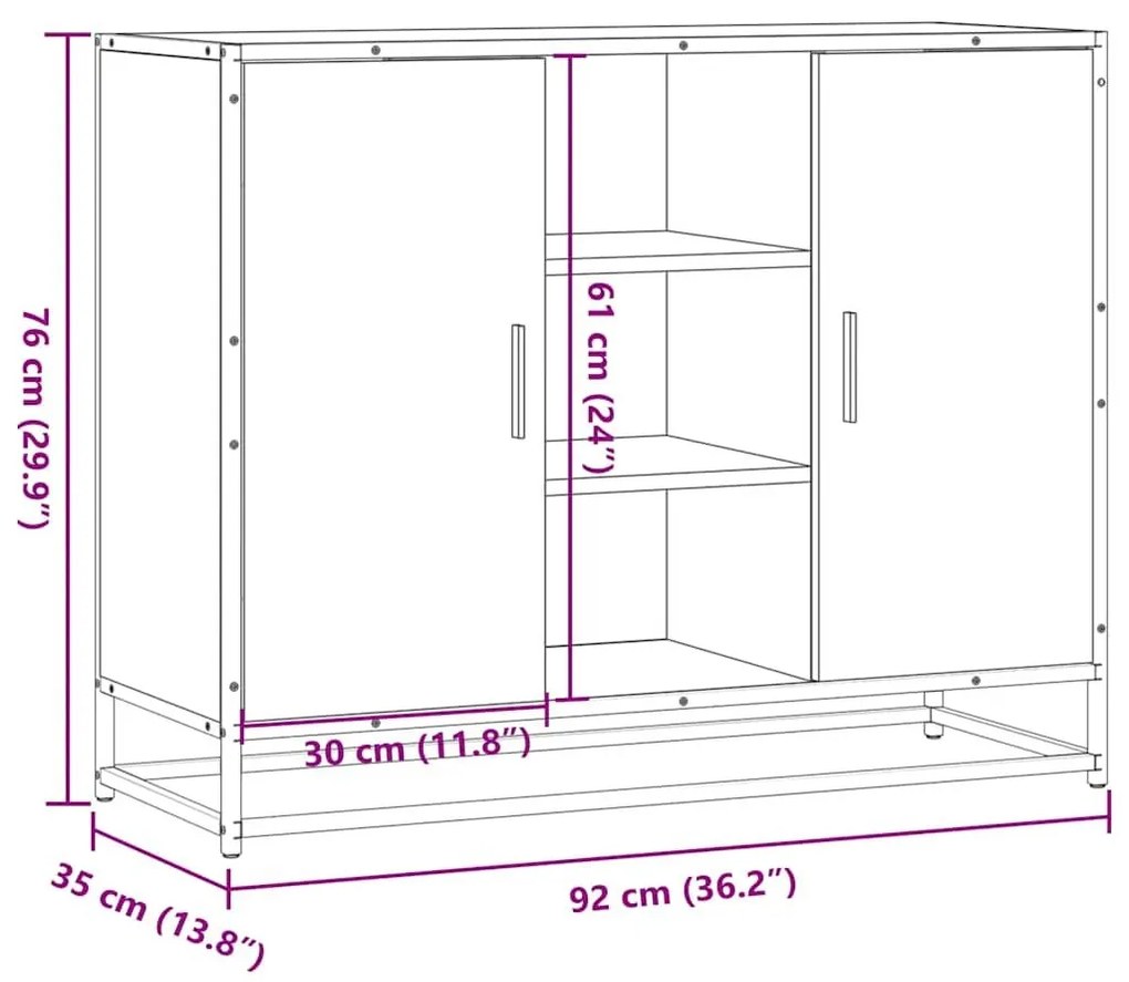 Sideboard Καπνιστή δρυς 92x35x76 cm Κατασκευασμένο ξύλο - Καφέ