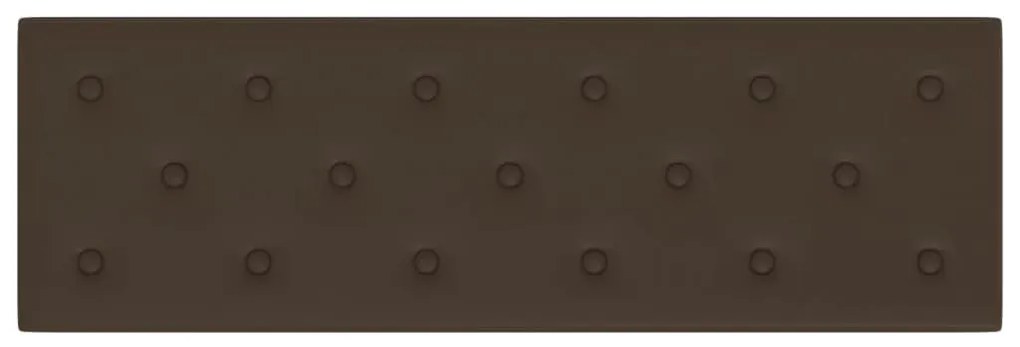 vidaXL Πάνελ Τοίχου 12 τεμ. Καφέ 90 x 30 εκ. 3,24 μ² Συνθετικό Δέρμα