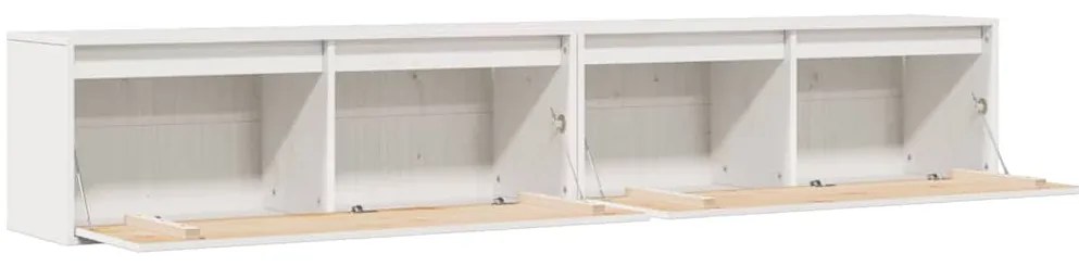 vidaXL Ντουλάπια Τοίχου 2 τεμ. Λευκά 100x30x35 εκ. Μασίφ Ξύλο Πεύκου
