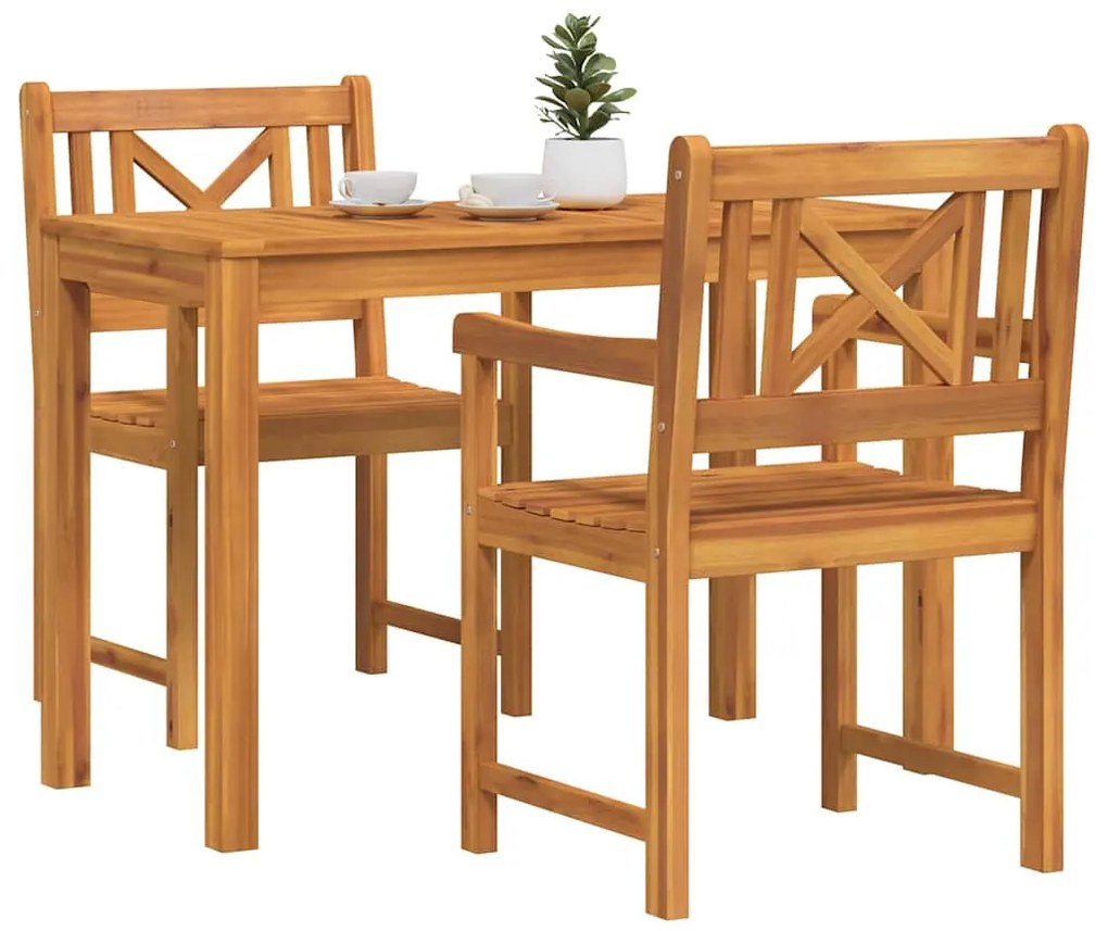 vidaXL Σέτ φαγητού για κήπο 3 pcs Καφέ Μασίφ ξύλο ακακίας