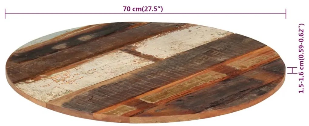 vidaXL Επιφάνεια Τραπεζιού Ορθογώνια 70 εκ 15-16 χιλ Μασίφ Ανακ. Ξύλο