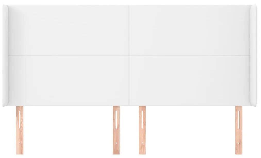 Κεφαλάρι με Πτερύγια Λευκό 203x23x118/128 εκ. Συνθ. Δέρμα 3117785