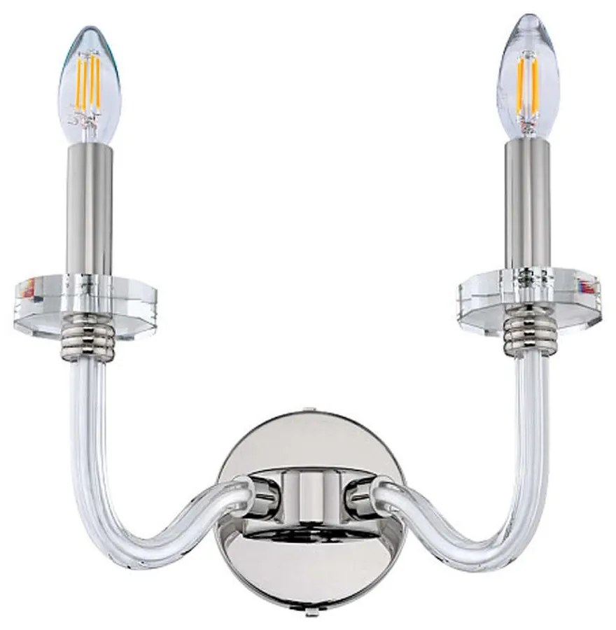 Φωτιστικό Τοίχου - Απλίκα Hampton 8155 2x40W E14 Silver-Clear Nowodvorski Metal, Glass