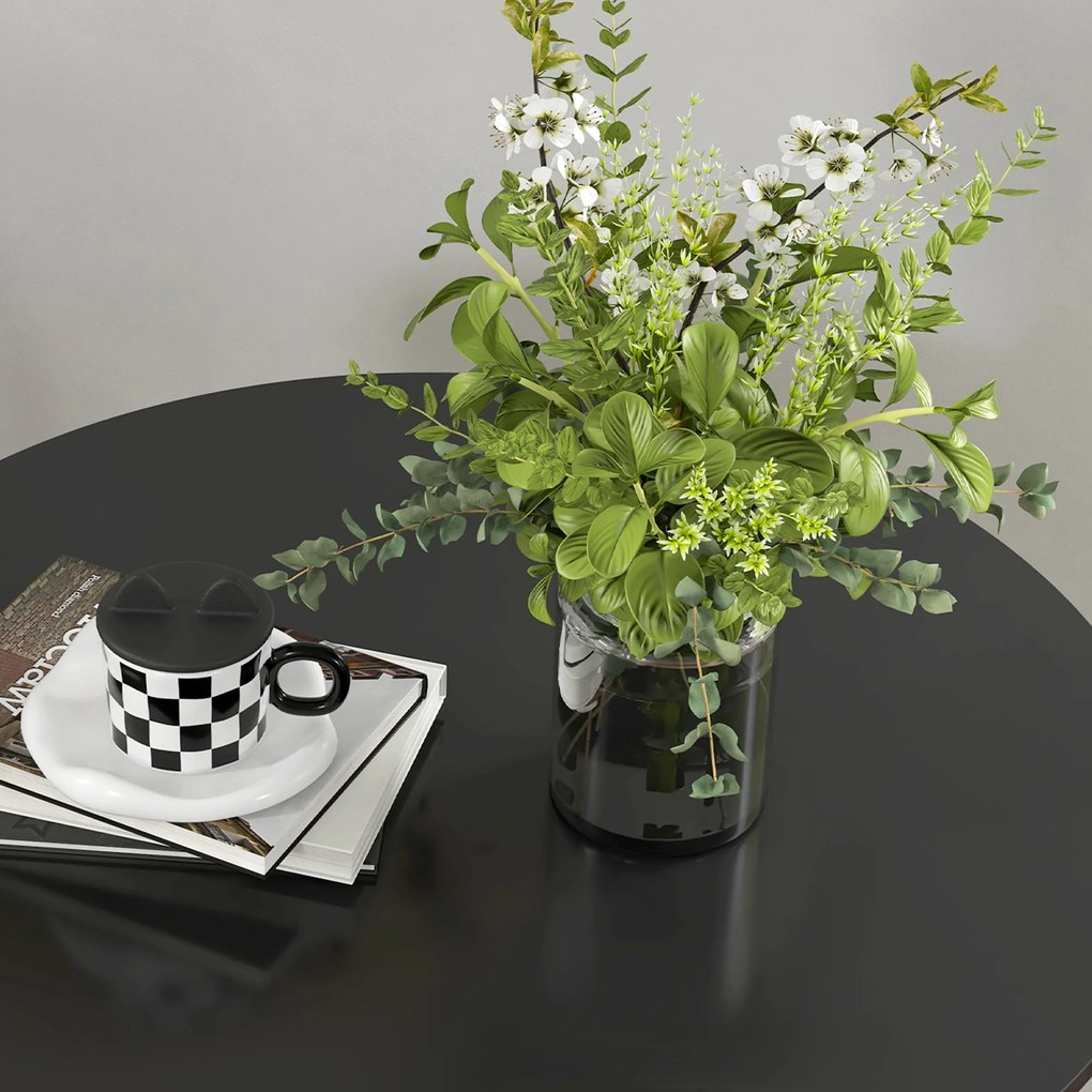 HOMCOM Τραπέζι Τραπεζαρίας, Στρογγυλό Τραπέζι Κουζίνας, Μοντέρνος Σχεδιασμός, 78 cm x 78 cm x 75 cm, Μαύρο