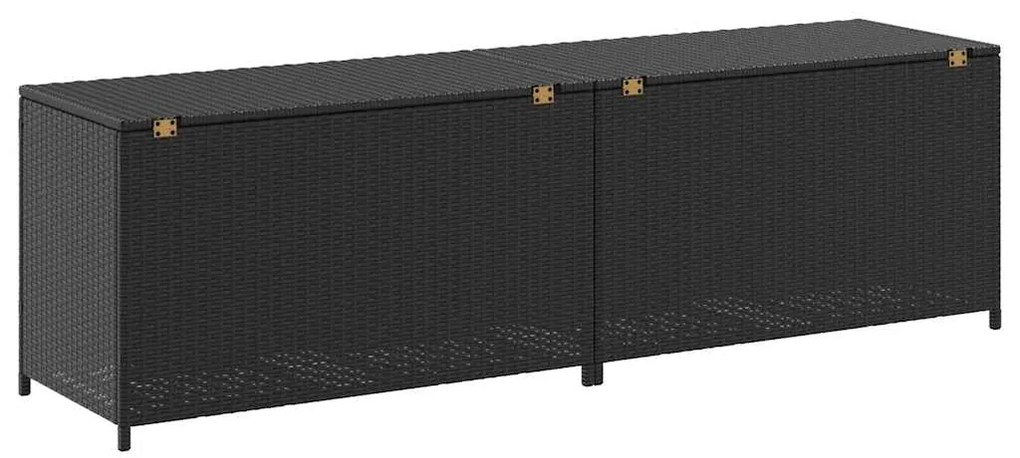 vidaXL Κουτί Αποθήκευσης Κήπου Μαύρο 200x50x60 εκ. από Συνθετικό Ρατάν