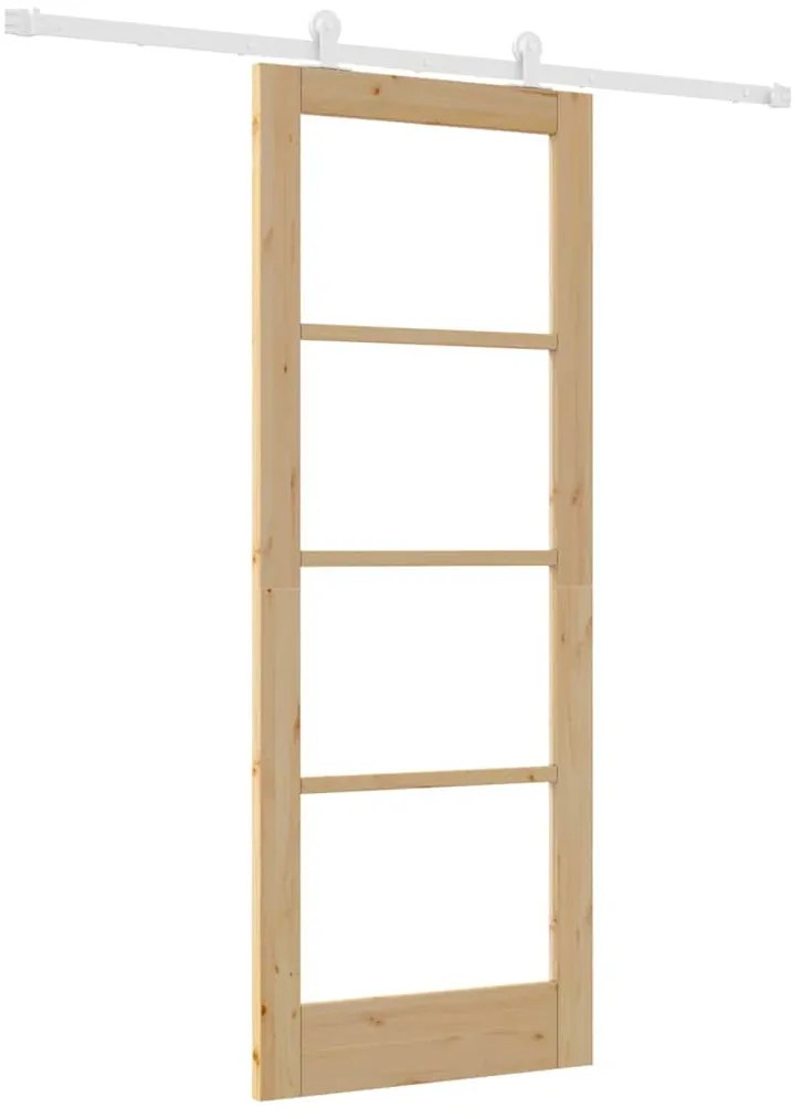 vidaXL Συρόμενη Πόρτα ORKDAL Καφέ 78 x 202 εκ. Ξύλο και μέταλλο