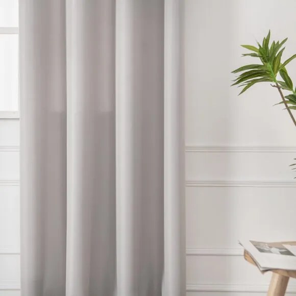 Beauty Home Κουρτίνα μεσαίας σκίασης με 8 μεταλλικούς κρίκους Effect Art 8443 140x270 Ασημί