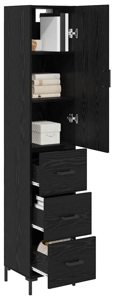 vidaXL Highboard Μαύρη Οξυά 34,5 x 34 x 180 εκ. Επεξεργασμένο ξύλο