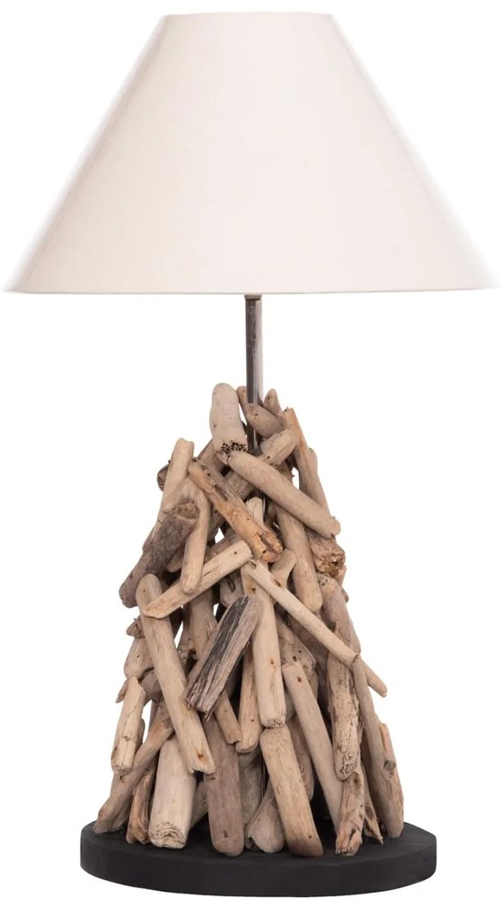 Επιτραπέζιο φωτιστικό Twiggy driftwood &amp; λευκό καπέλο Φ25x55Υ εκ.