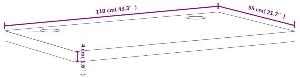 Επιφάνεια Γραφείου 110 x 55 x 4 εκ. από Μασίφ Ξύλο Οξιάς - Καφέ