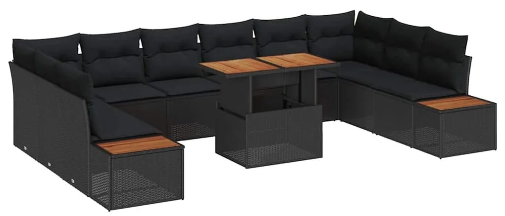 vidaXL Σέτ φαγητού για κήπο 11 pcs Μαύρο και Καφέ 100 x 55 x 73 εκ