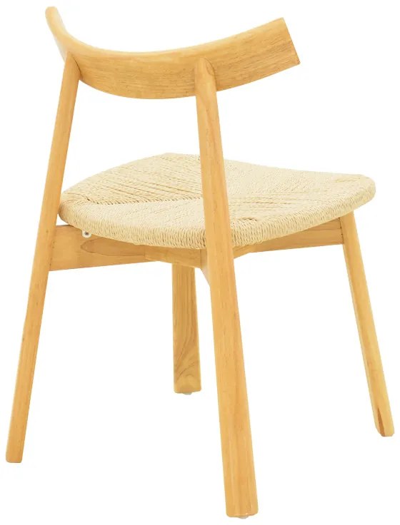 Καρέκλα Clareta pakoworld rubberwood-σχοινί σε φυσική απόχρωση 53x55x79εκ