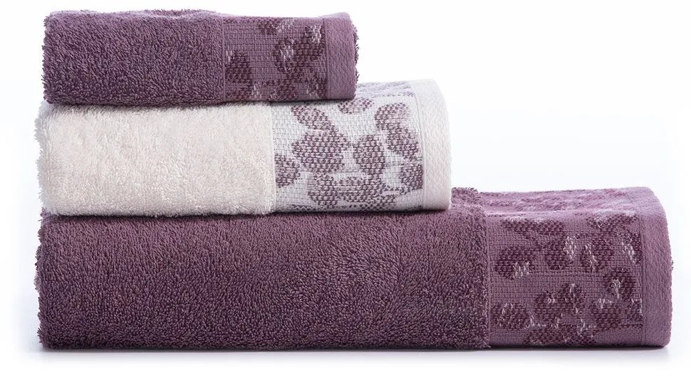 Πετσέτες Odete (Σετ 3τμχ) Mauve Nef-Nef Homeware Towels Set 70x140cm 100% Βαμβάκι