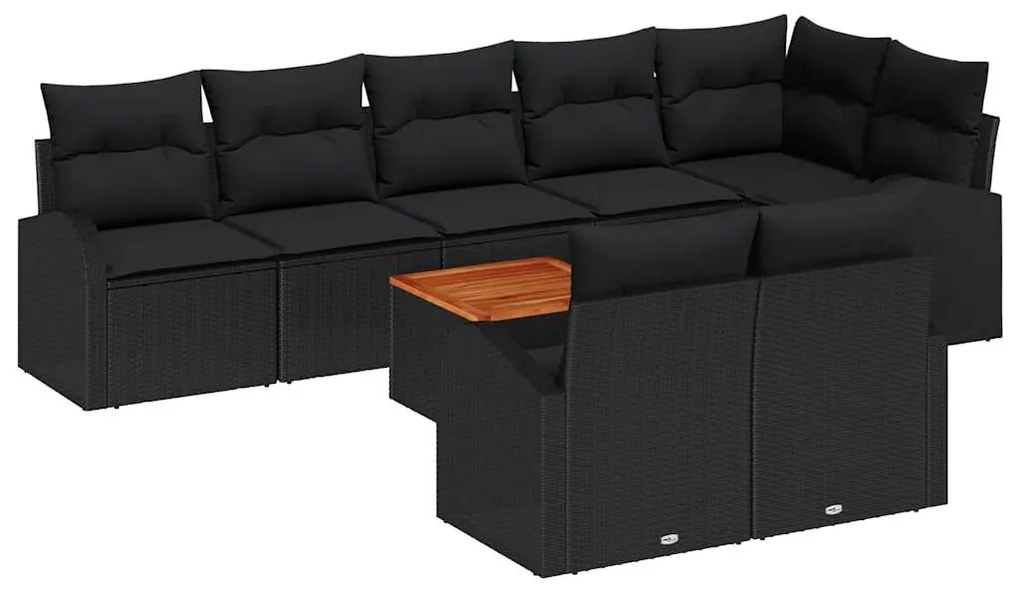 vidaXL Σετ Καναπέ Κήπου 9 pcs Μαύρο Πολυ ράταν
