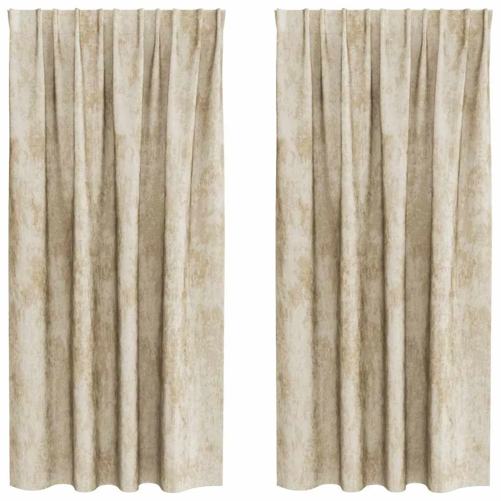 vidaXL Κουρτίνα με κουρτίνες 2 pcs Κρεμ 175 x 140 εκ. Βελούδο