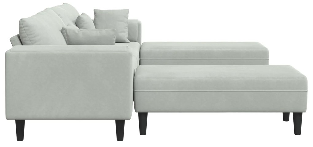 vidaXL Βελούδινος καναπές 3 pcs Ανοιχτό γκρι 208 εκ. Βελούδο