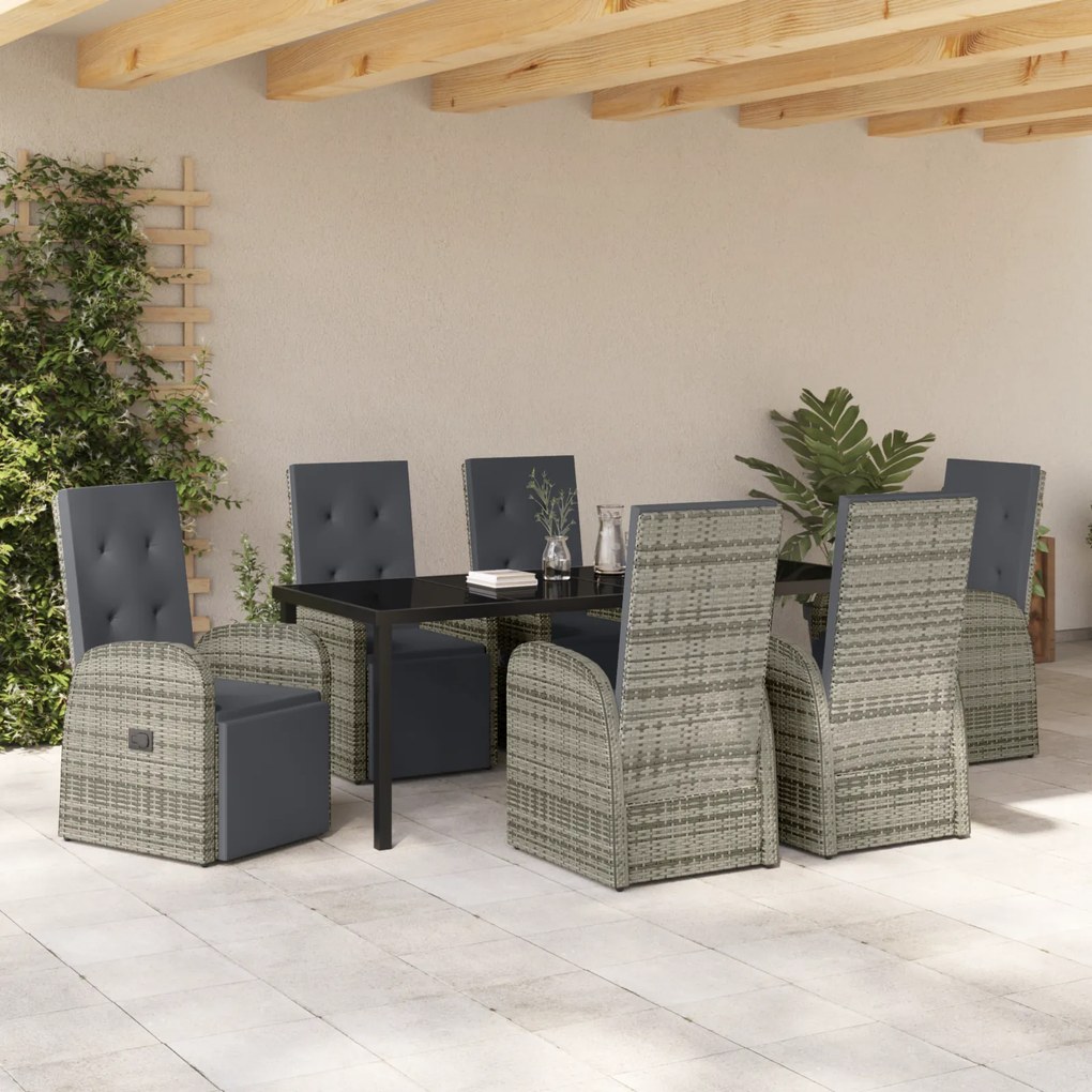 vidaXL Ανακλινόμενες Καρέκλες Κήπου 7 pcs Γκρι 200 x 80 x 73 εκ