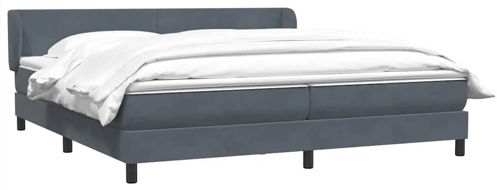 Box Spring Κρεβάτι με στρώματα Σκούρο γκρι 180x220 cm Βελούδινο - Γκρι