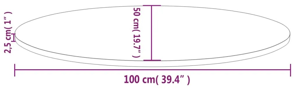 vidaXL Επιφάνεια Τραπεζιού Οβάλ Λευκή 100x50x2,5 εκ. Μασίφ Ξύλο Πεύκου
