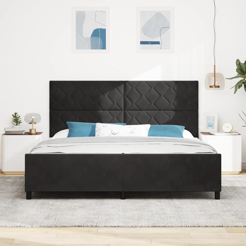 vidaXL Μαύρο Βελούδινο Κρεβάτι 200x200 εκ
