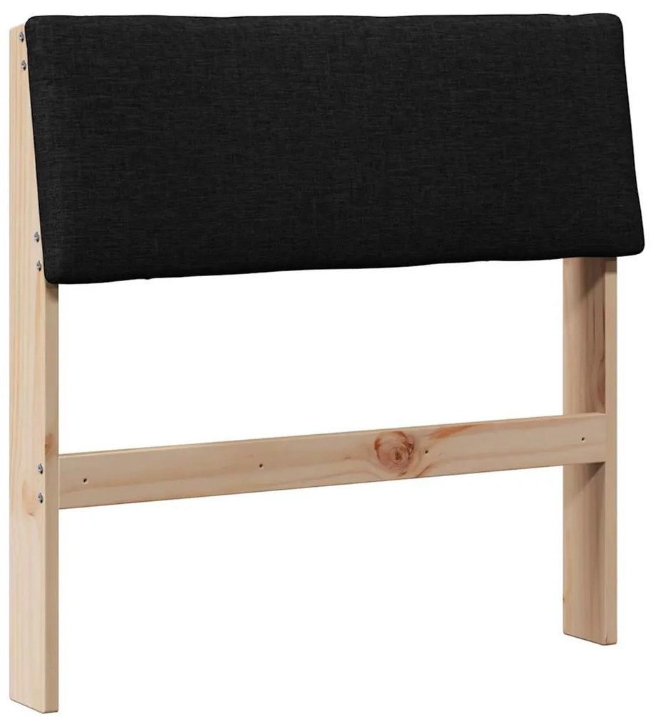 vidaXL Ταπετσαρισμένο κεφαλάρι Μαύρο 80 cm Στερεά ξυλεία πεύκου