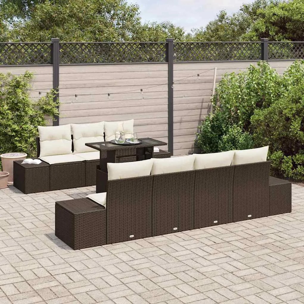 vidaXL Σετ Καναπέ Κήπου 8 pcs Καφέ και κρεμ 100 x 55 x 73 εκ.
