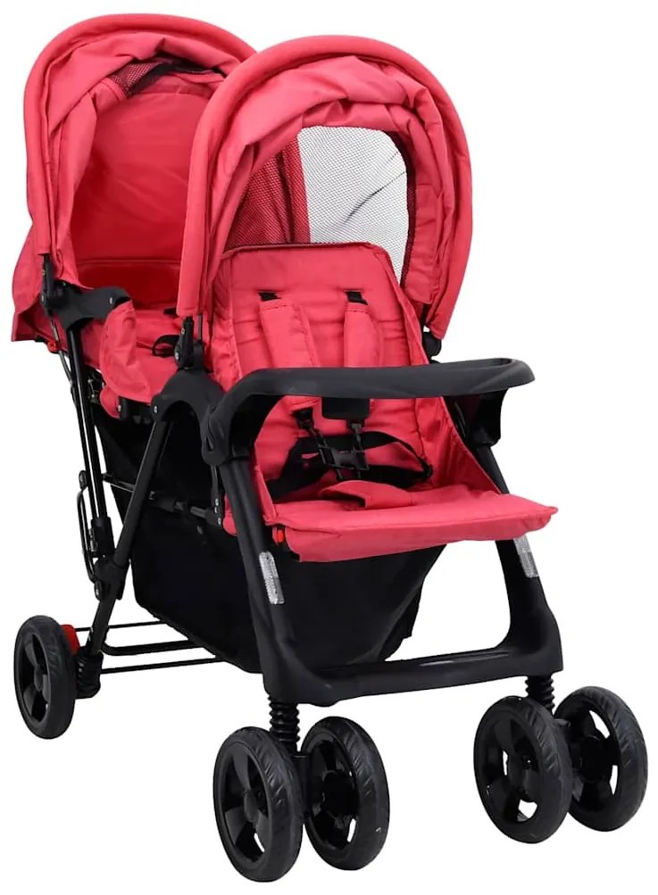 vidaXL Καρότσι Διδύμων Κόκκινο Ατσάλινο