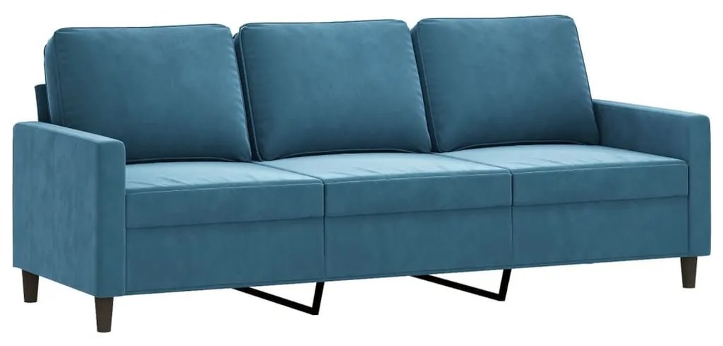 Καναπές Τριθέσιος Μπλε 180 εκ. Βελούδινος - Μπλε
