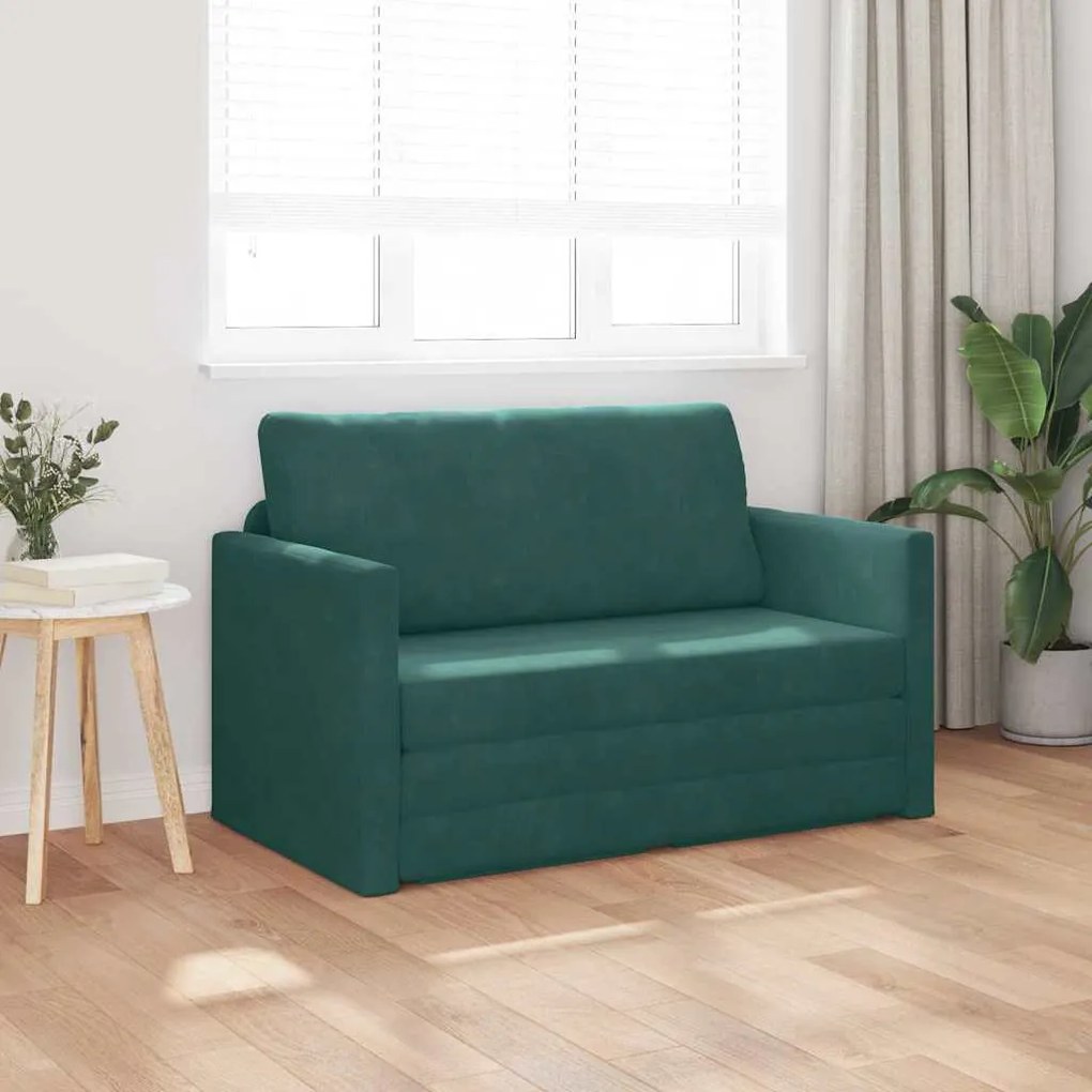 vidaXL Κρεβάτι καναπές Σκούρο Πράσινο 124 x 204 x 61 εκ Βελούδο