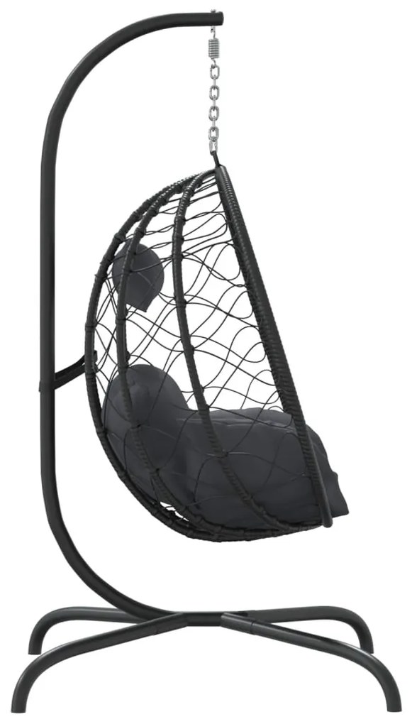 vidaXL Κρεμαστή Πολυθρόνα Αυγοθήκη με Μαξιλάρι από Ανθρακί Συνθετικό Ρατάν και Ατσάλι