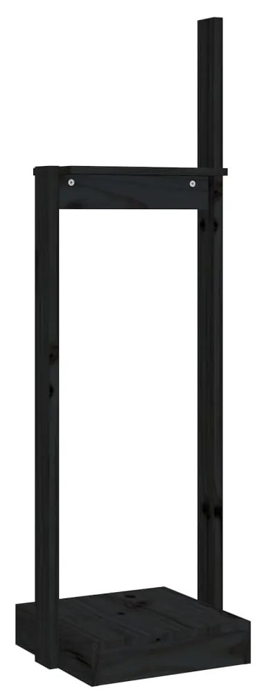 vidaXL Ξυλοθήκη Μαύρη 33,5 x 30 x 110 εκ. από Μασίφ Ξύλο Πεύκου