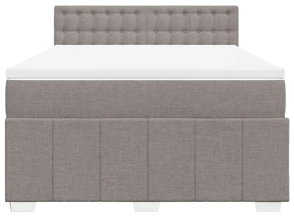 Κρεβάτι Boxspring με Στρώμα Taupe 160x200 εκ. Υφασμάτινο - Μπεζ-Γκρι