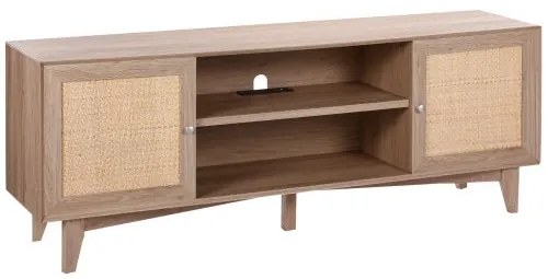 VEVOR Rattan-TV-Ständer 191cm Fernseher Boho-TV-Schrank Fernsehschrank Eiche