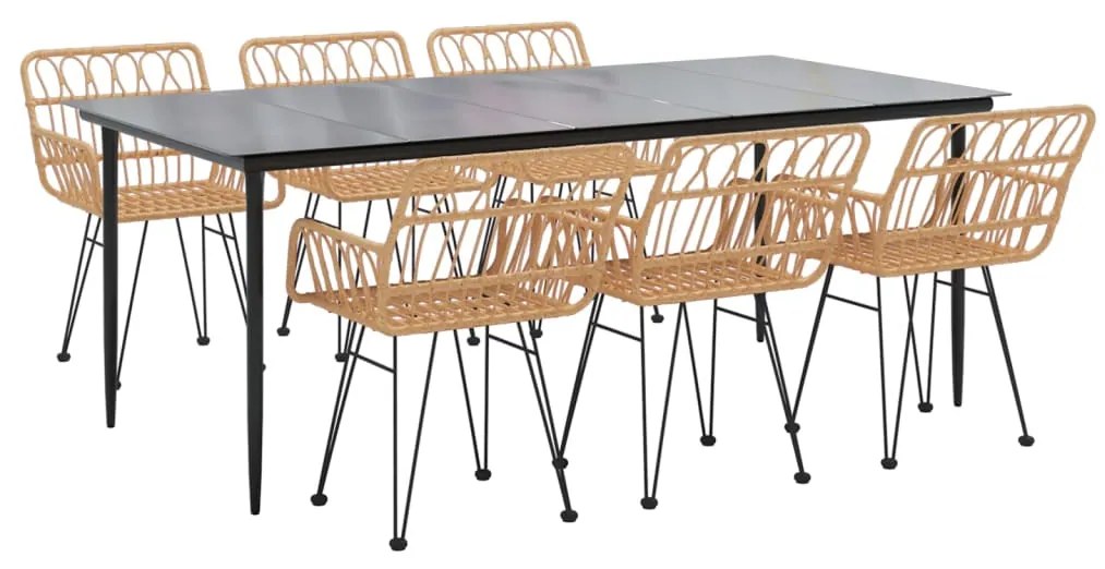 vidaXL Σετ Τραπεζαρίας Κήπου 7 Τεμαχίων από Συνθετικό Ρατάν