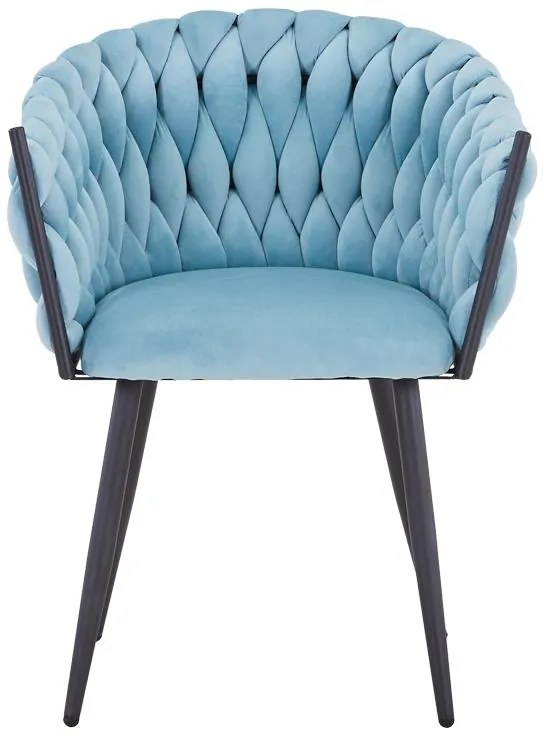 Καρέκλα Vivian σιέλ βελούδο-πόδι μαύρο μέταλλο 61x55x80εκ 2αδα 61x55x80 εκ.