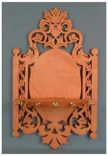 Intra απο ξύλο plywood 3mm-4mm πάχος - Διακοσμητικό ράφι τοίχου με κρεμάστρες Δίασταση 30x30 cm Intraeaxys-m1d629l7