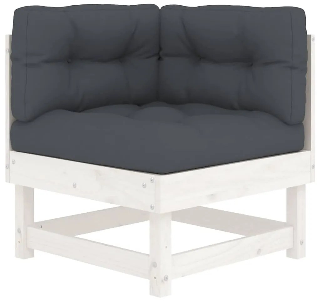 vidaXL Καναπέδες Γωνιακοί με Μαξιλάρια 2 τεμ. Λευκοί Μασίφ Ξύλο Πεύκου