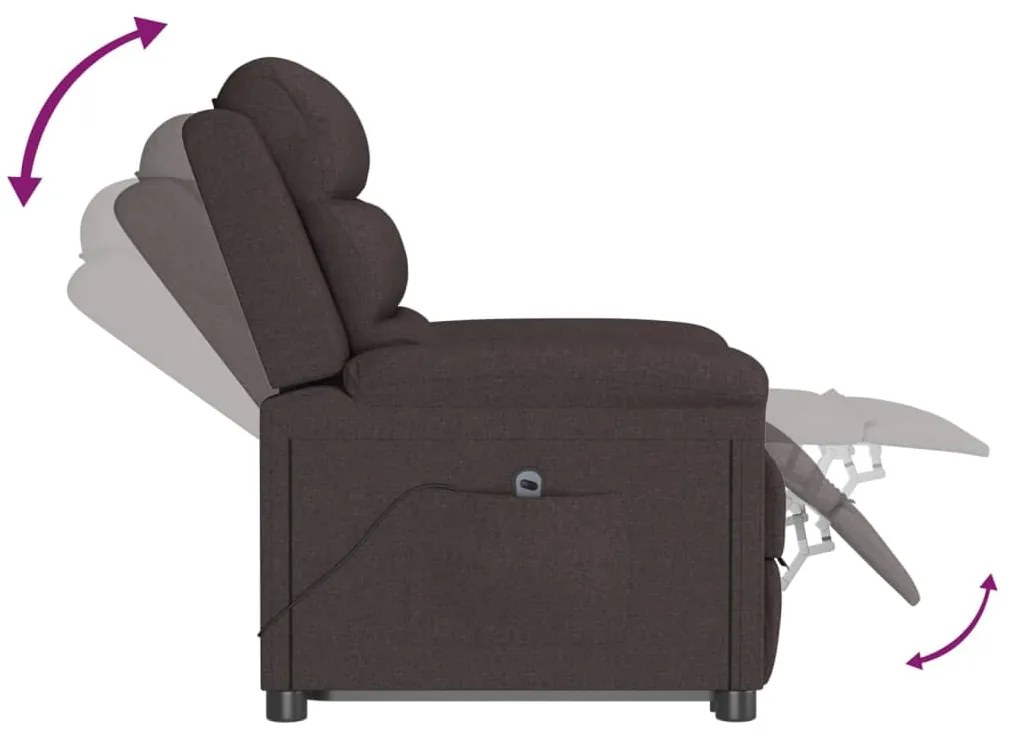 vidaXL Πολυθρόνα με Ανύψωση Σκούρο Καφέ Υφασμάτινη