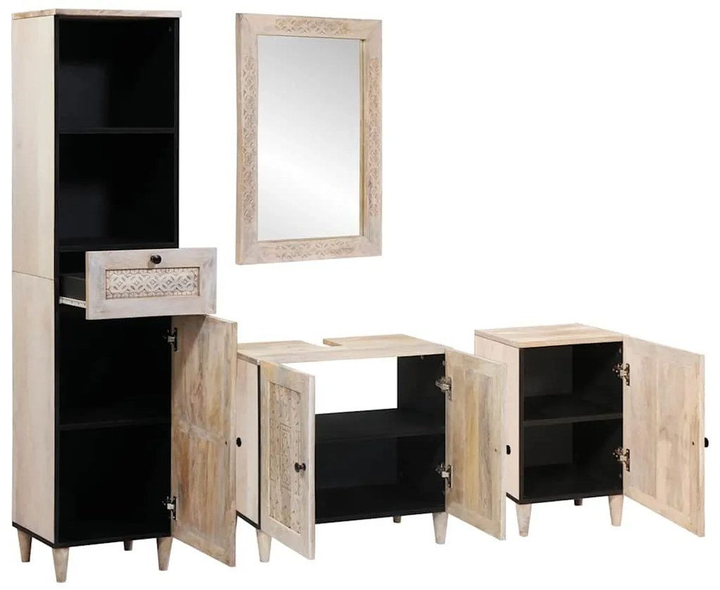 vidaXL Σετ Επίπλων Μπάνιου με συρτάρι 4 pcs Λευκό Επεξεργασμένο ξύλο