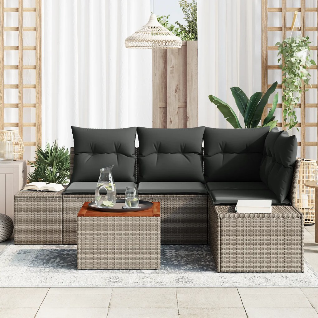 vidaXL Σετ Καναπέ Κήπου 5 pcs Γκρι 55 x 55 x 37 εκ