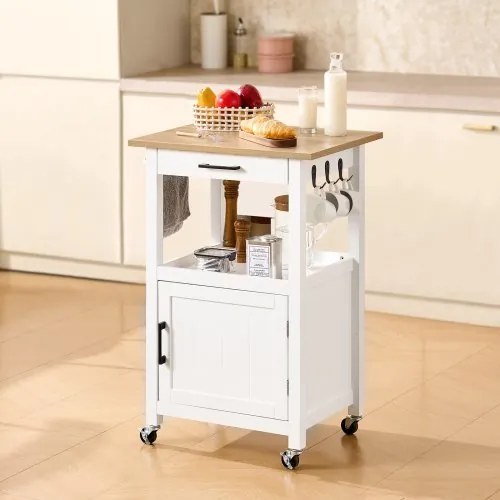 VEVOR 45x59cm Kitchen Island Cart Rolling Storage Table with Single Door Cabinet