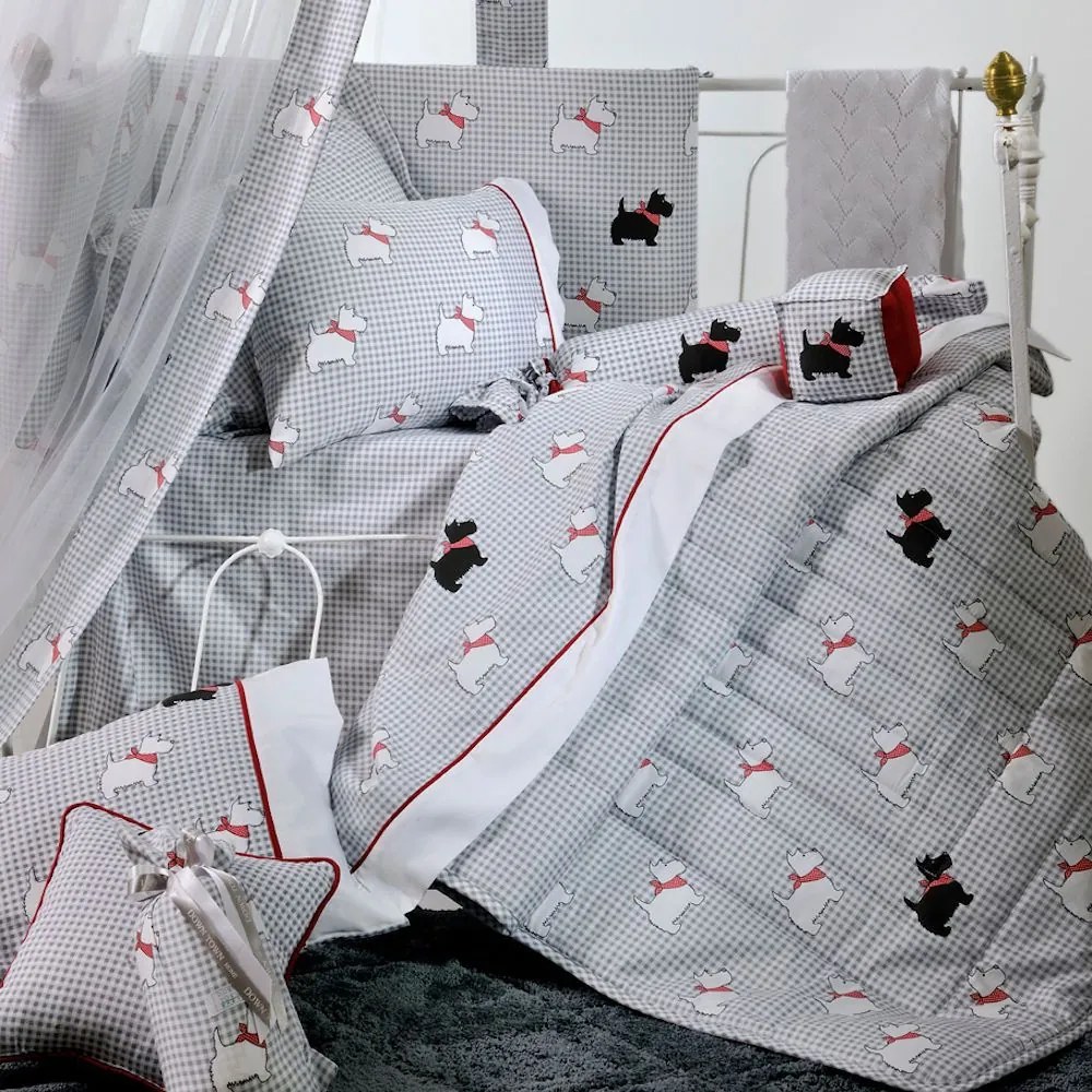 Παπλωματοθήκη Βρεφική 767 (Σετ 2τμχ) White-Grey Down Town 105x150cm 100% Cotton Satin