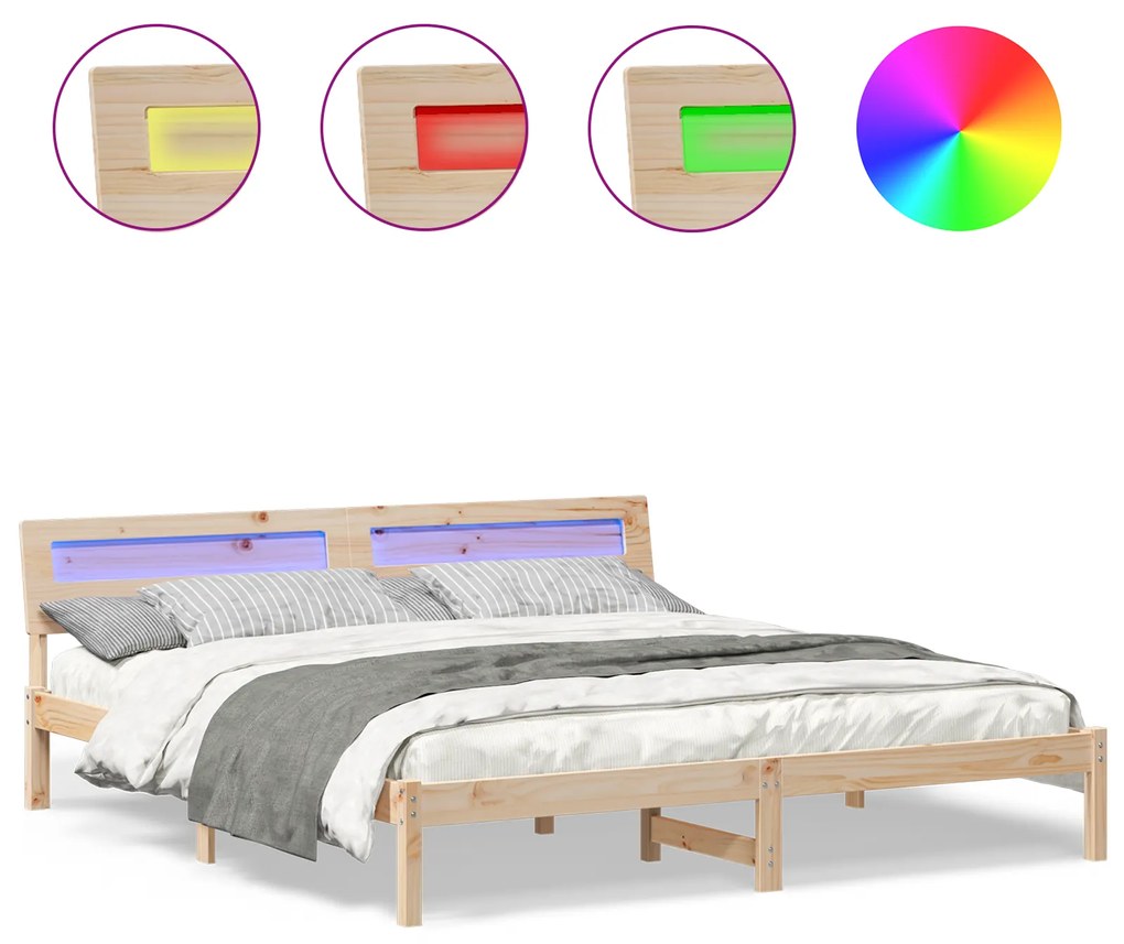 vidaXL Σκελετός Κρεβατιού Καφέ 180 x 200 cm Συμπαγές ξύλο πεύκου