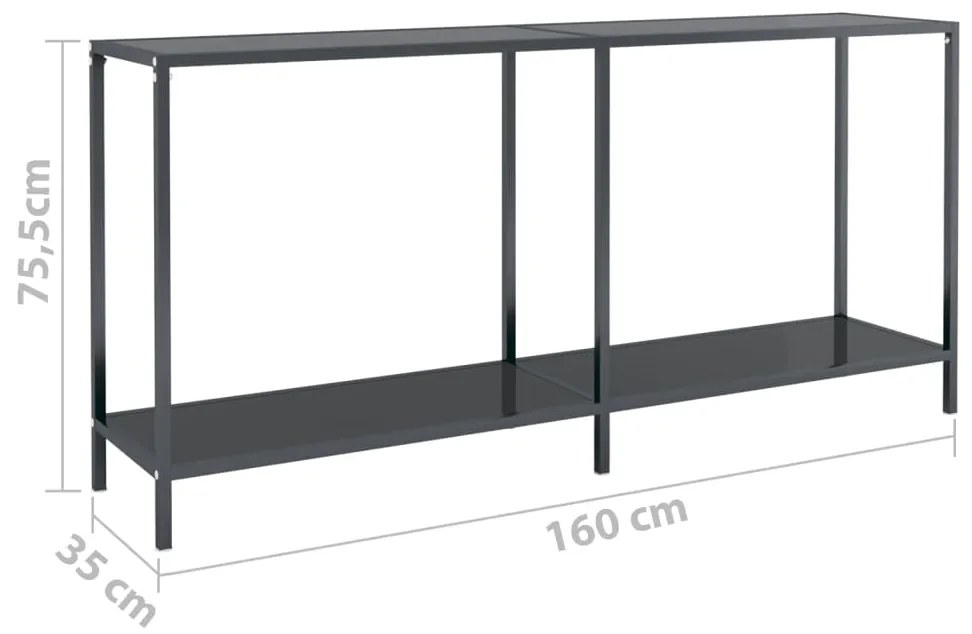 vidaXL Τραπέζι Κονσόλα Μαύρο 160 x 35 x 75,5 εκ. από Ψημένο Γυαλί