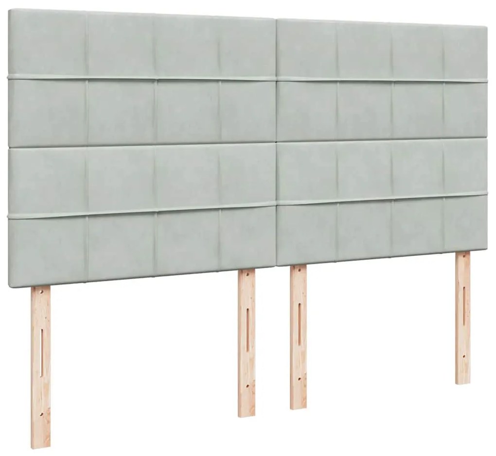 vidaXL Κρεβάτι Boxspring με Στρώμα Ανοιχτό Γκρι 200x200 εκ. Βελούδινο