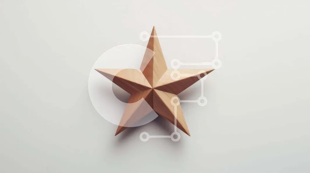 Intra Συλλεκτικό Ξύλινο Παζλ Plywood  4mm - Ξύλινο αστέρι σε άσπρο φόντο Σε Ξύλινο Κουτί - Διαστάσεις: 10x10 cm – 25 κομμάτια