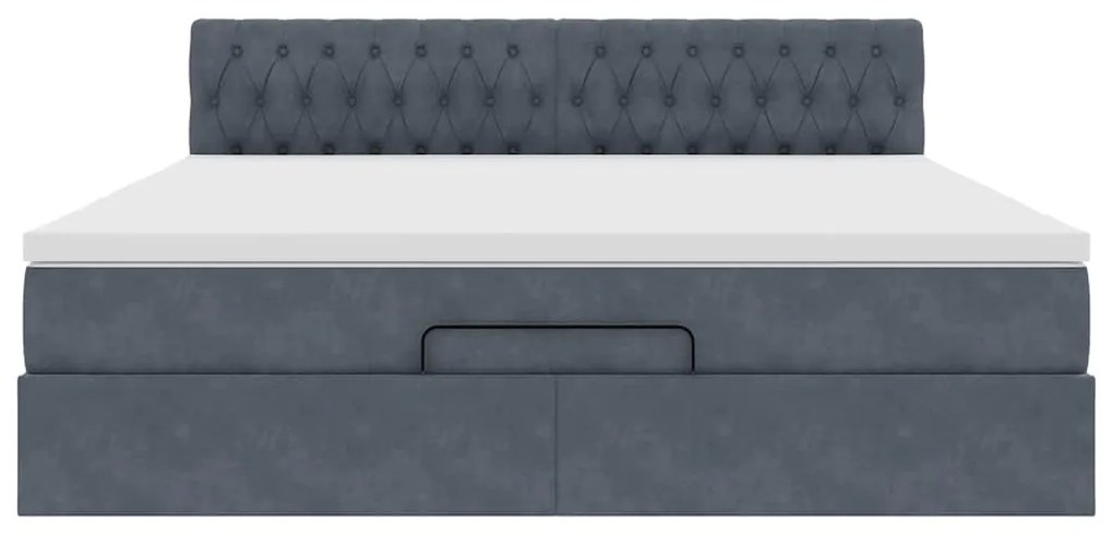 vidaXL Οθωμανικό κρεβάτι με στρώμα σκούρο γκρι 180x200cm Velvet