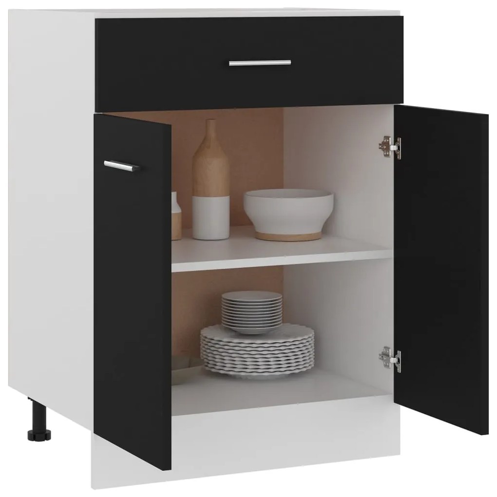 vidaXL Ντουλάπι με Συρτάρι Lyon Μαύρο 60x46x81,5 εκ. Επεξ. Ξύλο
