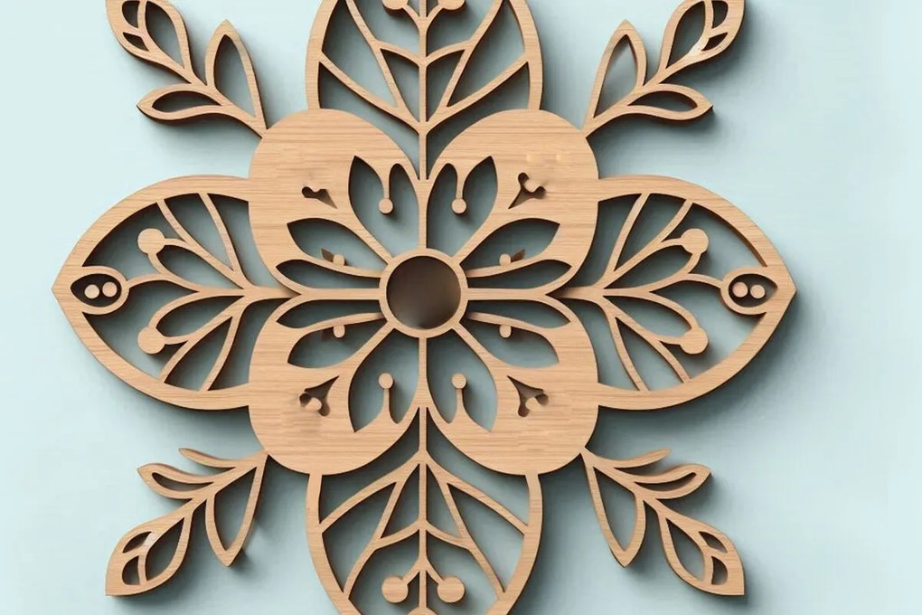 Σετ των 2 Intra απο ξύλο plywood 3mm-4mm πάχος – Ξύλινο λουλούδι με λέιζερ κομμένο αρχείο Δίασταση  20x20 cm INTRAFABR-118609593