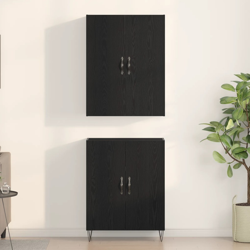 vidaXL Υψηλή Βαθμίδα Μαύρο Δρυς 69,5x34x180 εκ Επεξεργασμένο Ξύλο